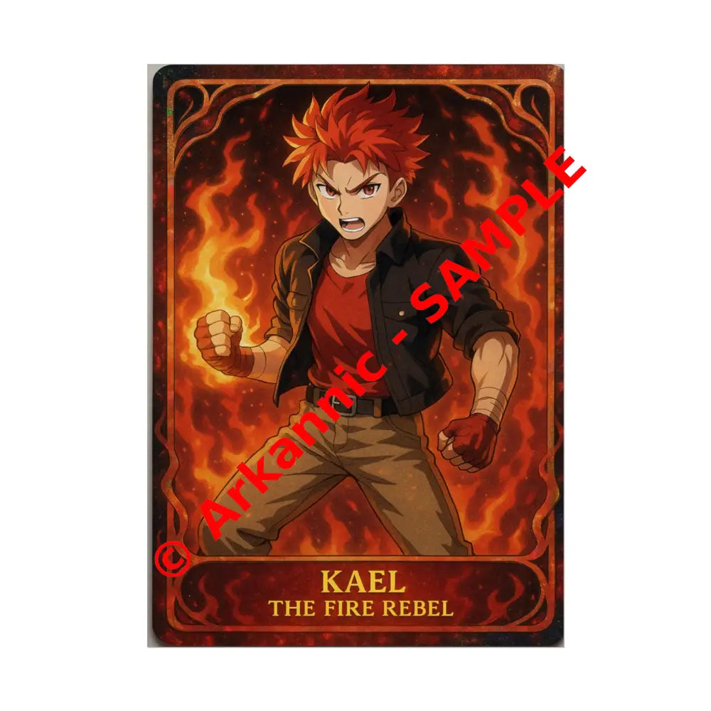 Anime Rolled Poster - Ryan the Fire Rebel Character Print Decor for Fans Gift for Gamers Anime Wall Art 5’’ x 7’’