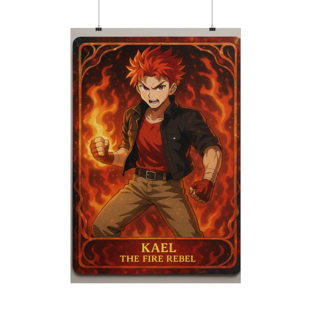 Anime Rolled Poster - Ryan the Fire Rebel Character Print Decor for Fans Gift for Gamers Anime Wall Art Poster