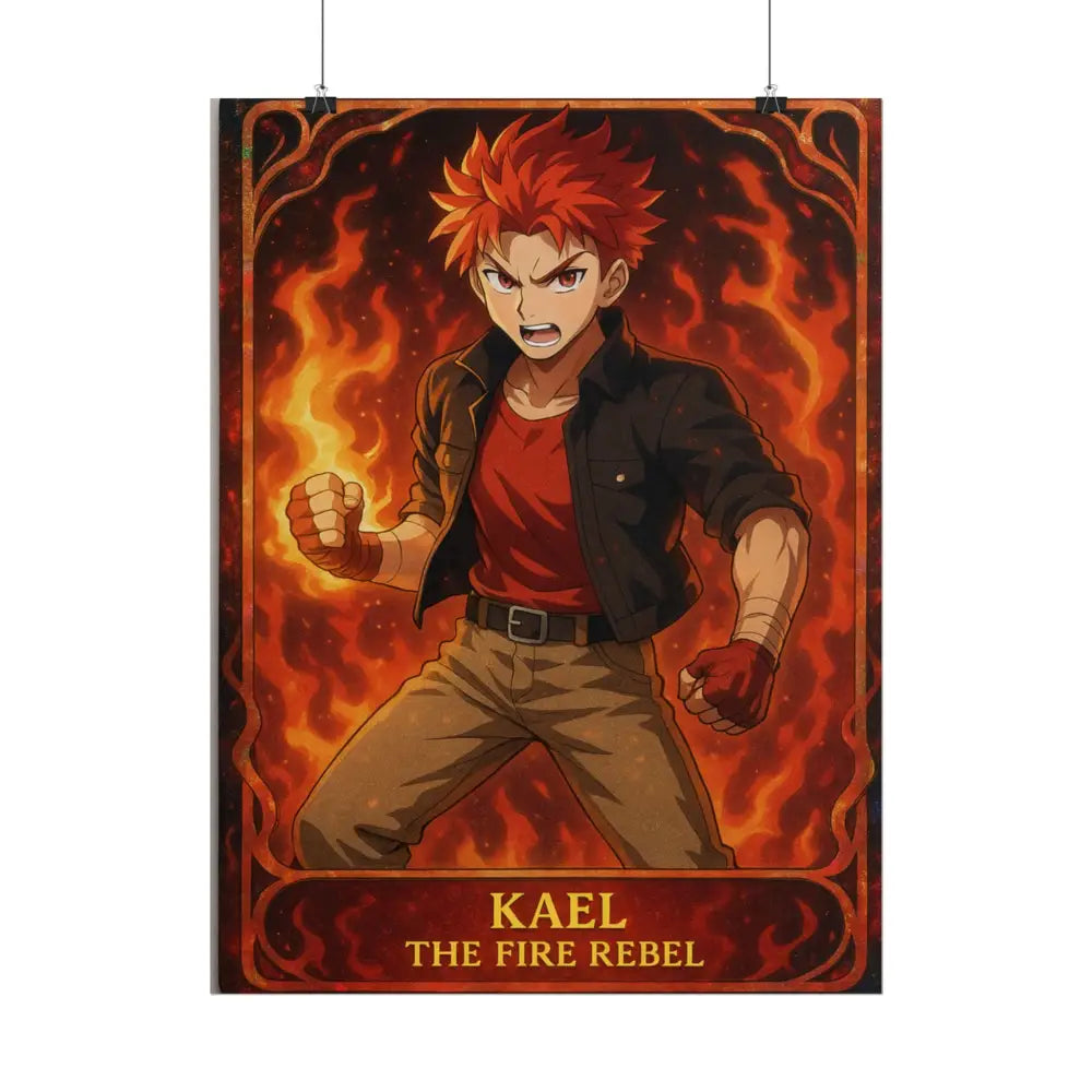 Anime Rolled Poster - Ryan the Fire Rebel Character Print Decor for Fans Gift for Gamers Anime Wall Art Poster