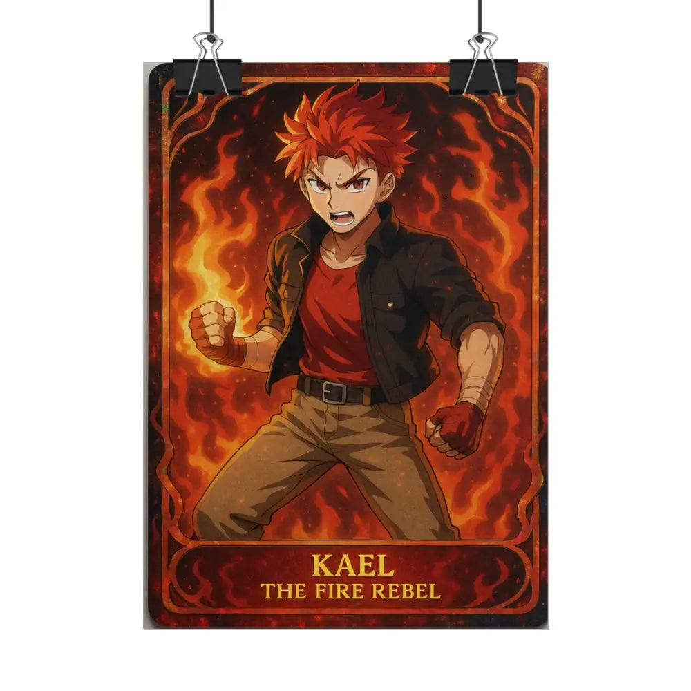 Anime Rolled Poster - Ryan the Fire Rebel Character Print Decor for Fans Gift for Gamers Anime Wall Art Poster