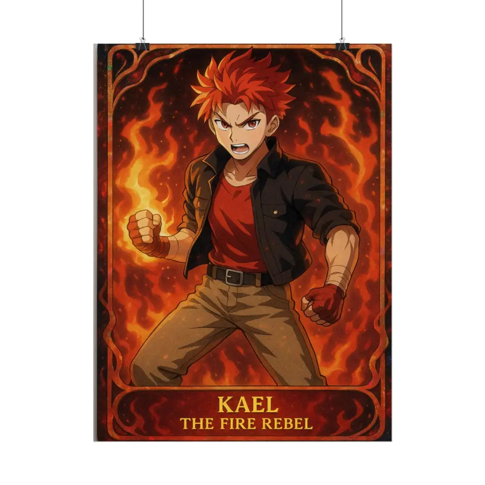 Anime Rolled Poster - Ryan the Fire Rebel Character Print Decor for Fans Gift for Gamers Anime Wall Art Poster