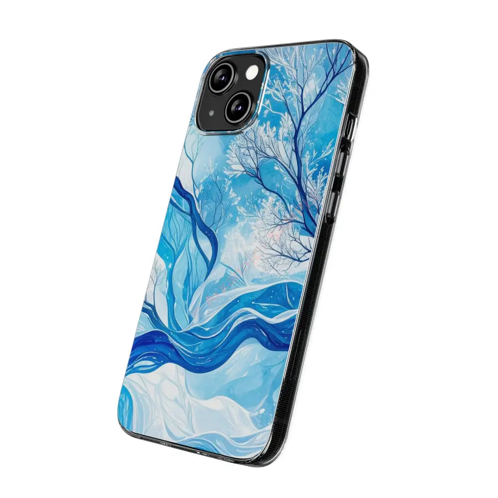 Artistic Clear Silicone Phone Case with Floral Design Stylish Phone Cover Gentle Vibe Winter Decor Gift for Nature