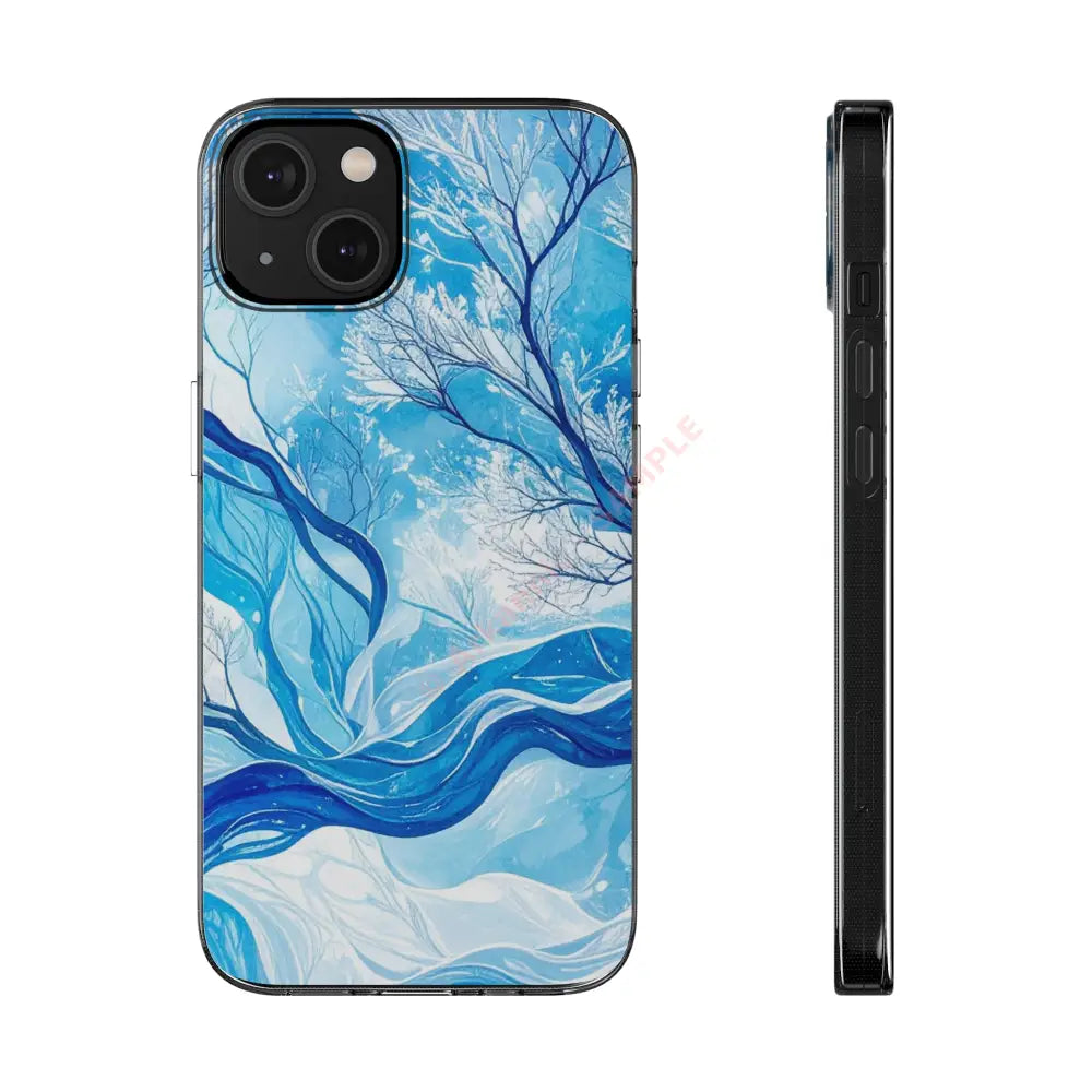 Artistic Clear Silicone Phone Case with Floral Design Stylish Phone Cover Gentle Vibe Winter Decor Gift for Nature
