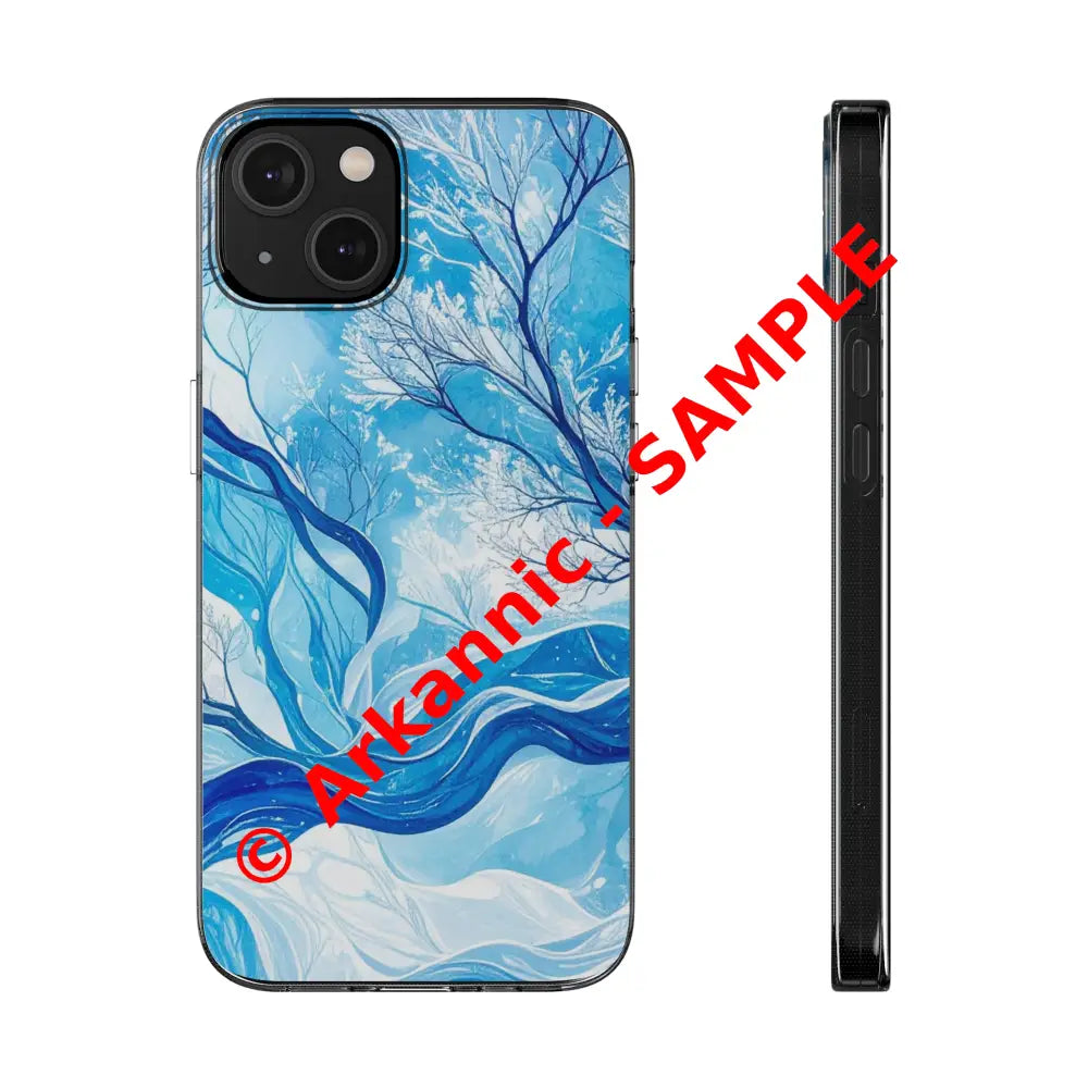 Artistic Clear Silicone Phone Case with Floral Design Stylish Phone Cover Gentle Vibe Winter Decor Gift for Nature
