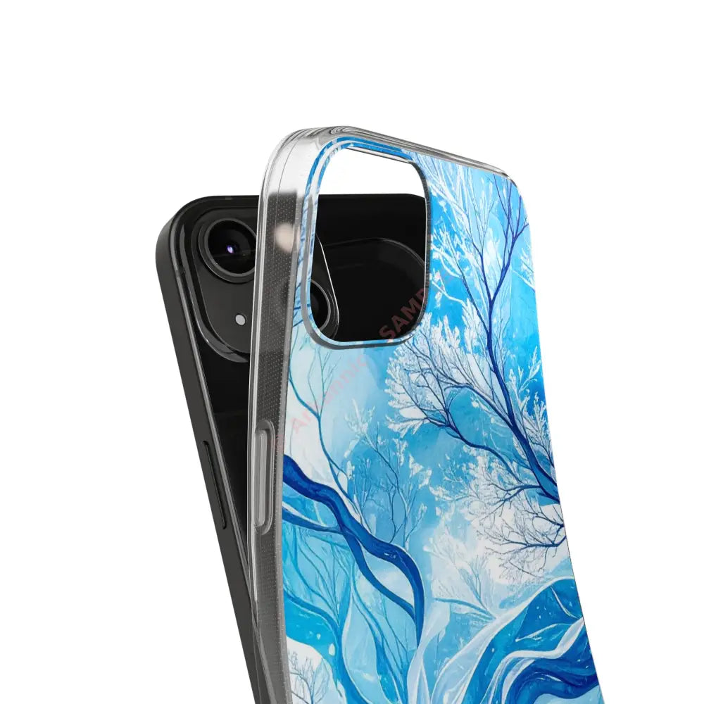 Artistic Clear Silicone Phone Case with Floral Design Stylish Phone Cover Gentle Vibe Winter Decor Gift for Nature