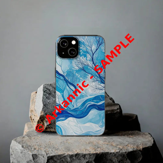 Artistic Clear Silicone Phone Case with Floral Design Stylish Phone Cover Gentle Vibe Winter Decor Gift for Nature