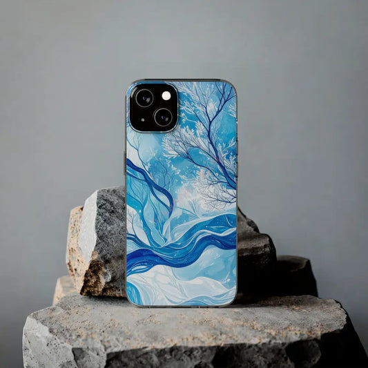 Artistic Clear Silicone Phone Case with Floral Design Stylish Phone Cover Gentle Vibe Winter Decor Gift for Nature