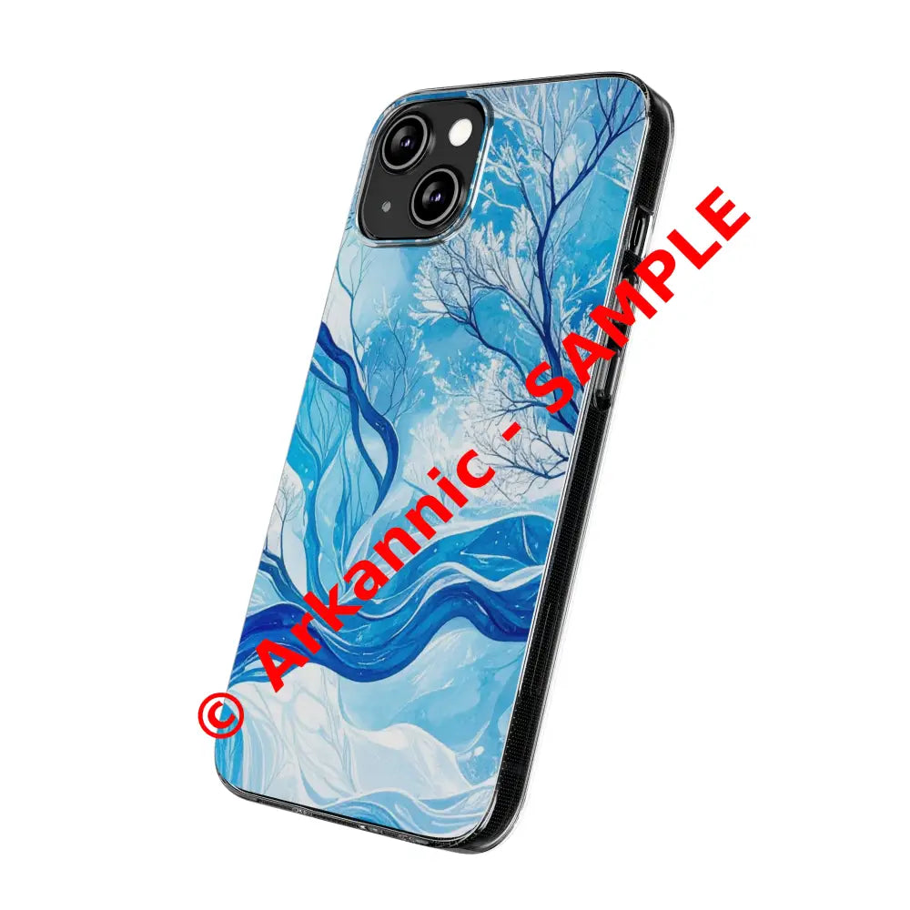 Artistic Clear Silicone Phone Case with Floral Design Stylish Phone Cover Gentle Vibe Winter Decor Gift for Nature