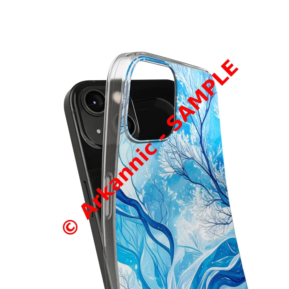 Artistic Clear Silicone Phone Case with Floral Design Stylish Phone Cover Gentle Vibe Winter Decor Gift for Nature