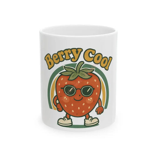 Berry Cool Ceramic Mug - Fun Strawberry Design | Perfect for Gifts Home Decor Summer Vibes Coffee Lovers 11oz Mug