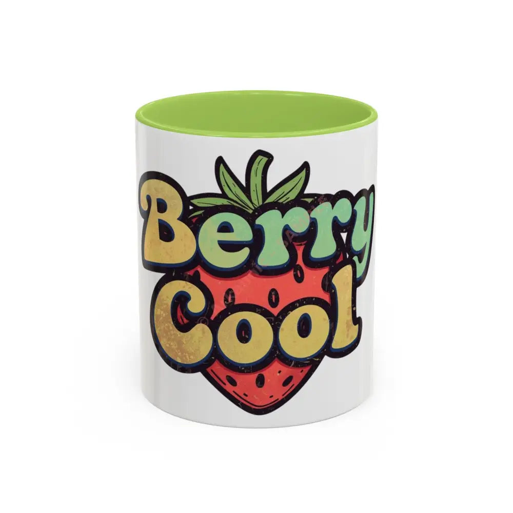 Berry Cool Coffee Mug | Fun Strawberry Design | Cute Gift for Coffee & Tea Lovers 11oz / Light Green Mug