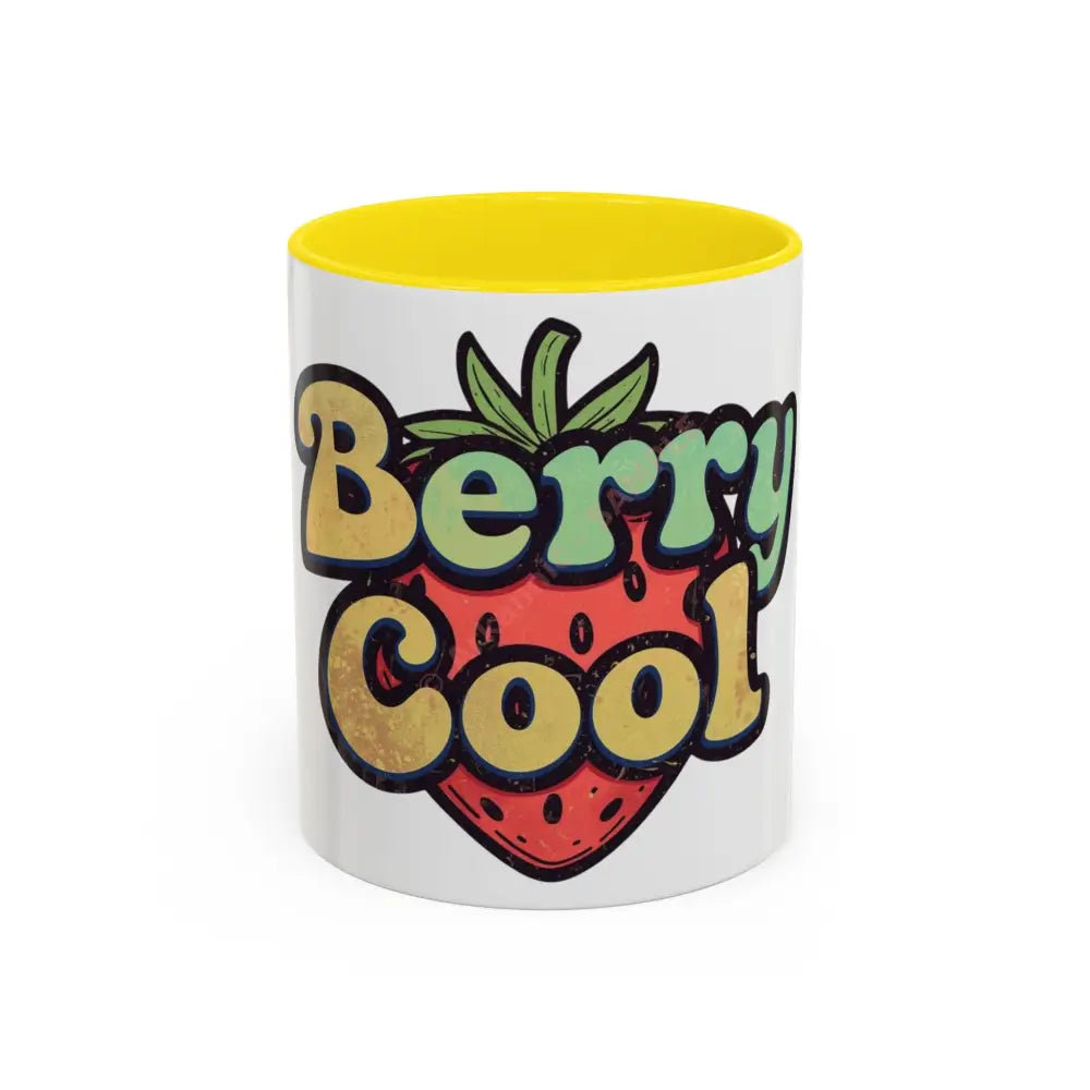 Berry Cool Coffee Mug | Fun Strawberry Design | Cute Gift for Coffee & Tea Lovers 11oz / Yellow Mug