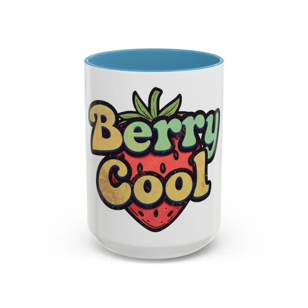 Berry Cool Coffee Mug | Fun Strawberry Design | Cute Gift for Coffee & Tea Lovers 15oz / Light Blue Mug