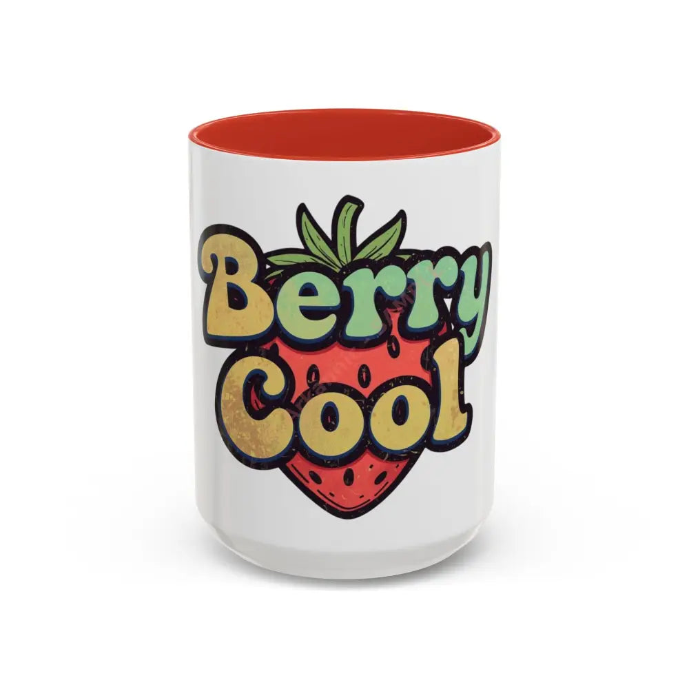 Berry Cool Coffee Mug | Fun Strawberry Design | Cute Gift for Coffee & Tea Lovers 15oz / Red Mug