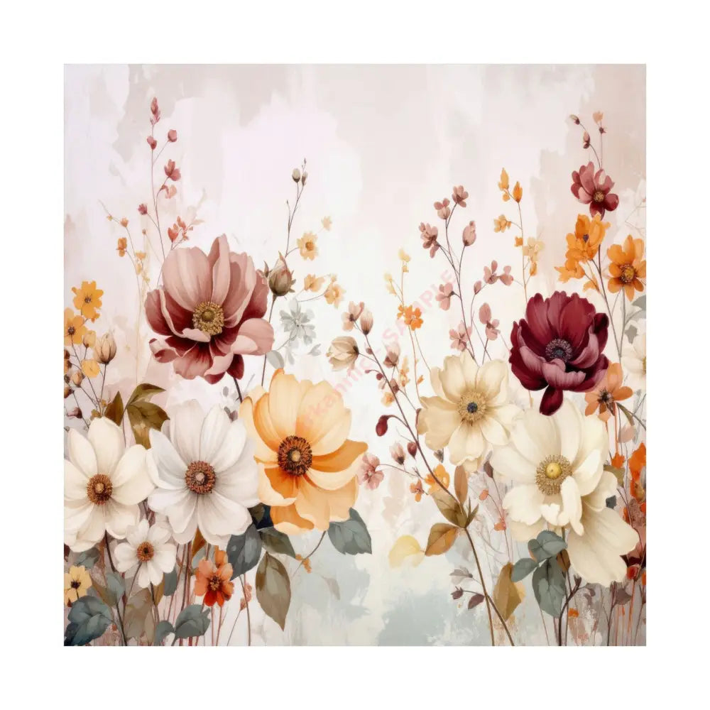 Blooming Elegance: Watercolor Botanical Symphony Romantic Floral Illustration Poster 14’’ x 14’’ Poster