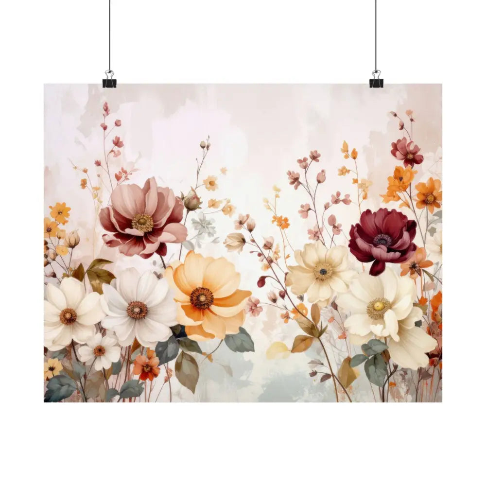 Blooming Elegance: Watercolor Botanical Symphony Romantic Floral Illustration Poster Poster