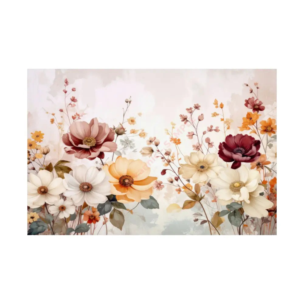 Blooming Elegance: Watercolor Botanical Symphony Romantic Floral Illustration Poster 36″ x 24″ Poster