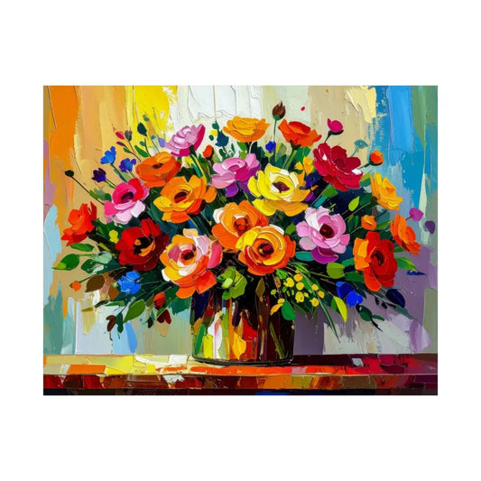 Blooming Radiance: Impressionist Floral Symphony Vibrant Rose and Wildflower Bouquet Poster 14″ x 11″ Poster