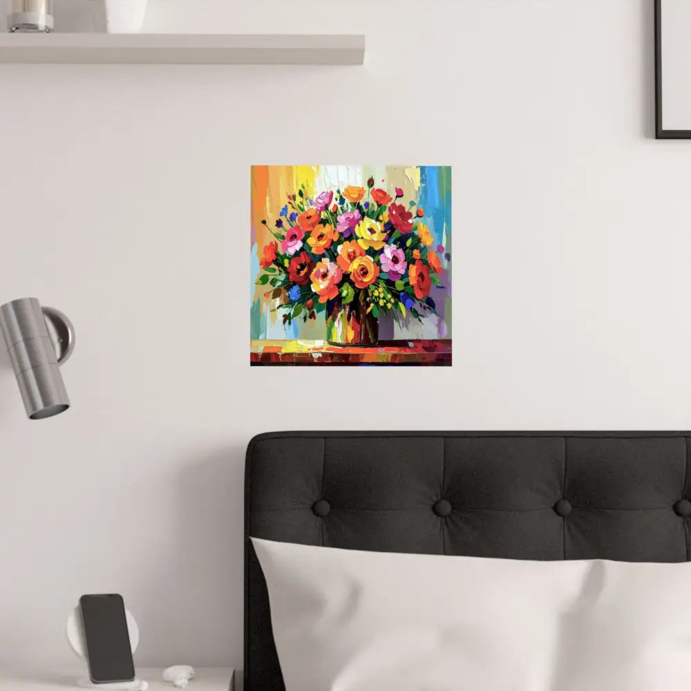 Blooming Radiance: Impressionist Floral Symphony Vibrant Rose and Wildflower Bouquet Poster Poster