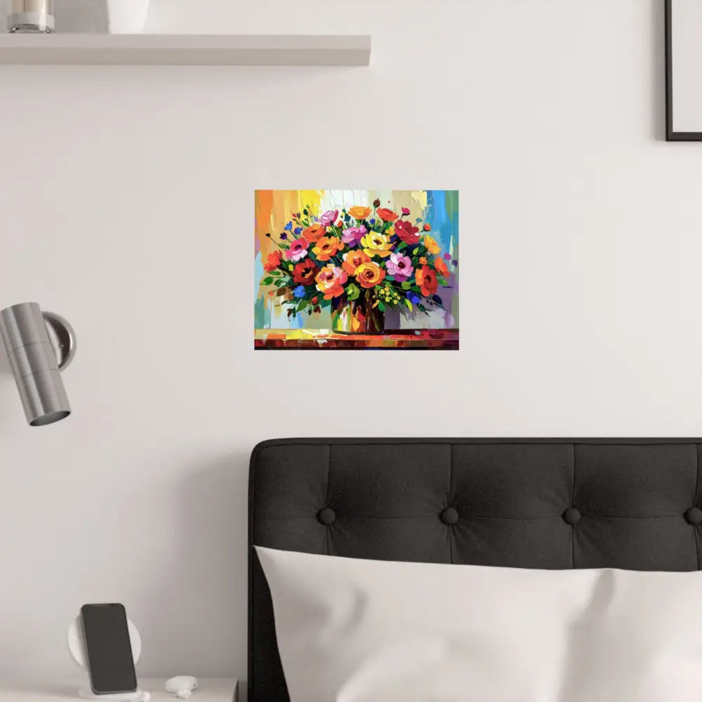 Blooming Radiance: Impressionist Floral Symphony Vibrant Rose and Wildflower Bouquet Poster Poster