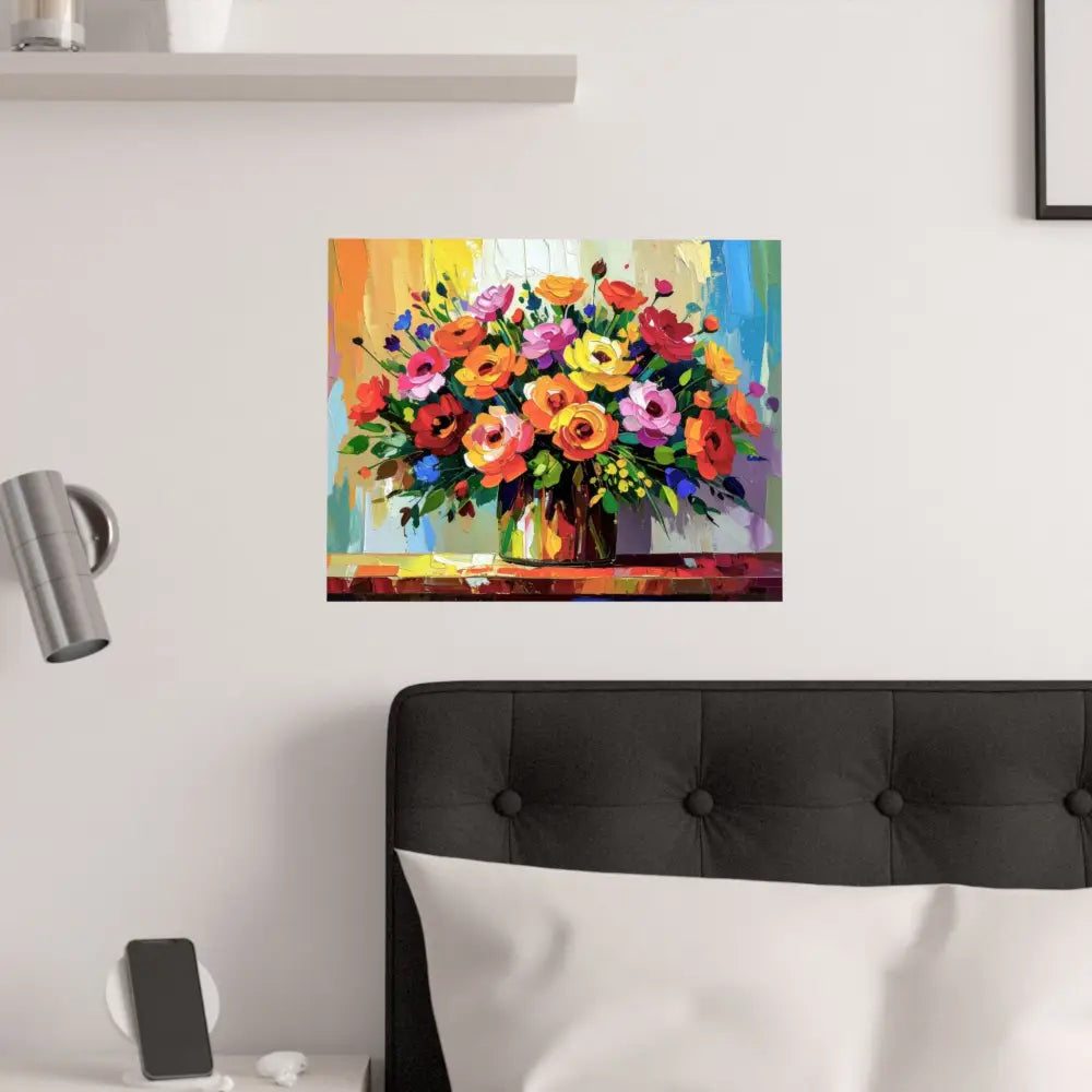Blooming Radiance: Impressionist Floral Symphony Vibrant Rose and Wildflower Bouquet Poster Poster