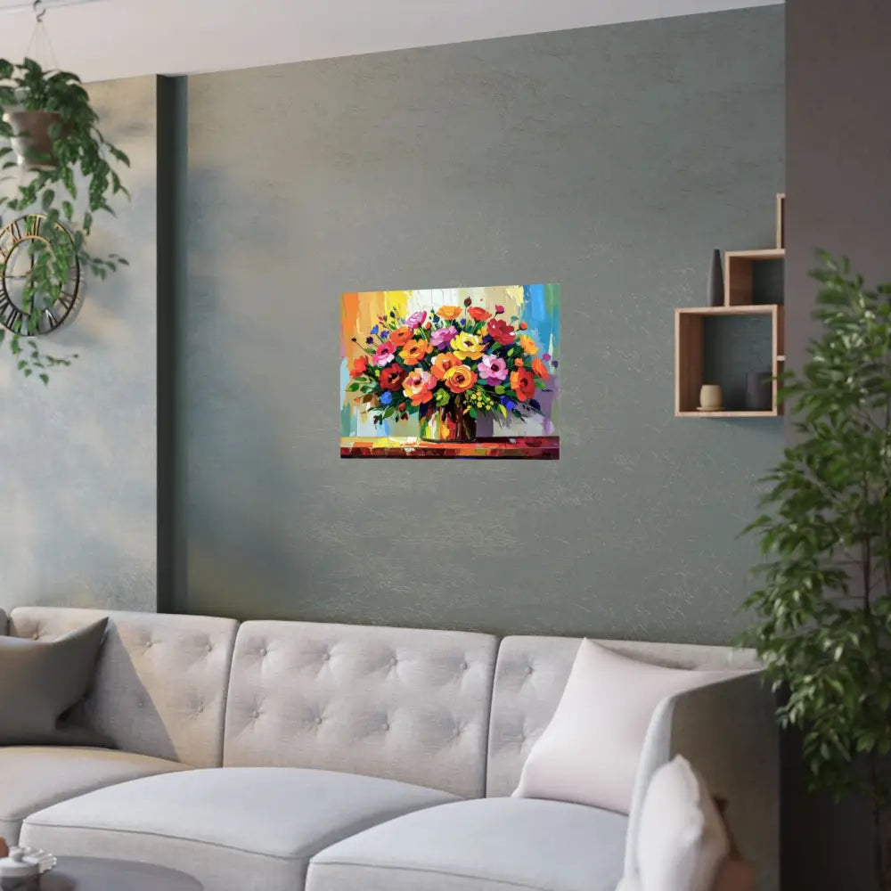 Blooming Radiance: Impressionist Floral Symphony Vibrant Rose and Wildflower Bouquet Poster Poster