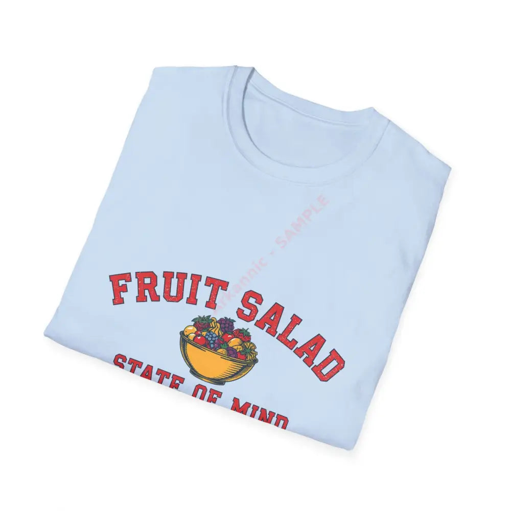 Bowl of fruit T-shirt with varsity block text Positive Vibes Tee Casual Wear Gift for Friends Summer Style Motivational