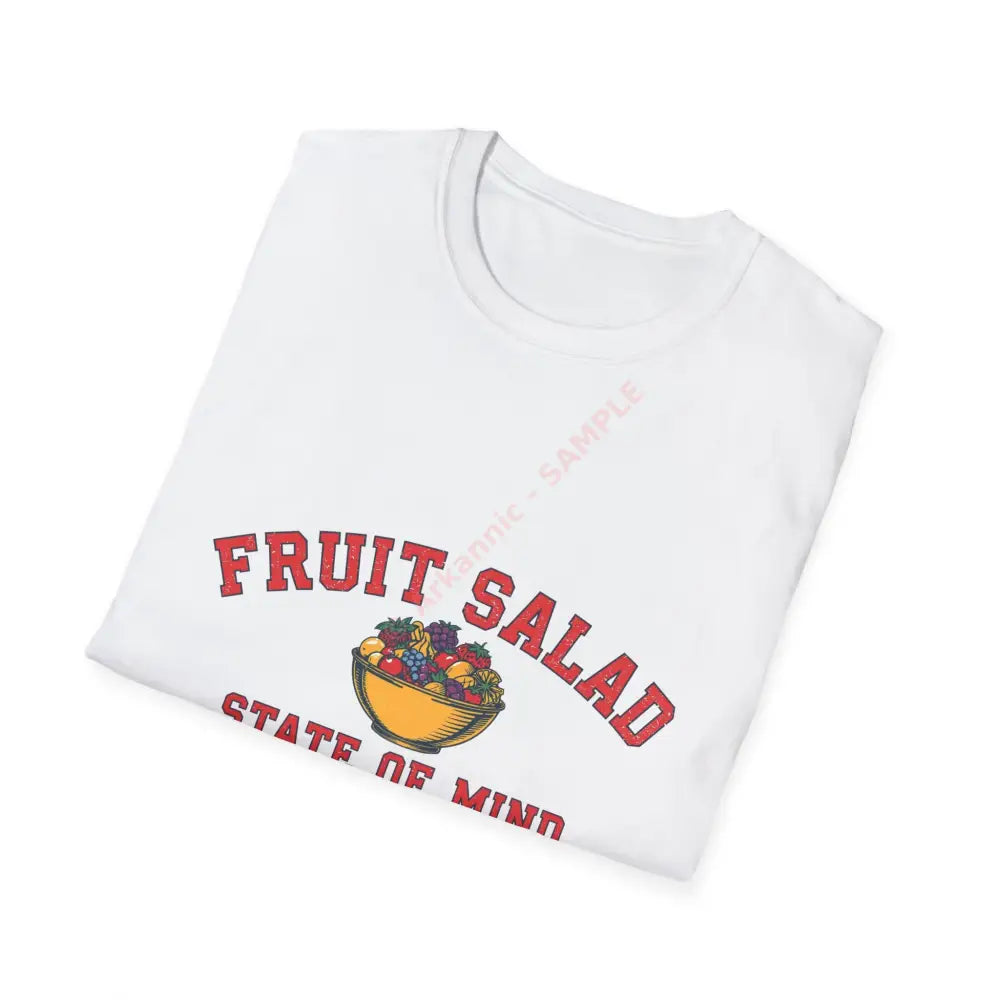 Bowl of fruit T-shirt with varsity block text Positive Vibes Tee Casual Wear Gift for Friends Summer Style Motivational
