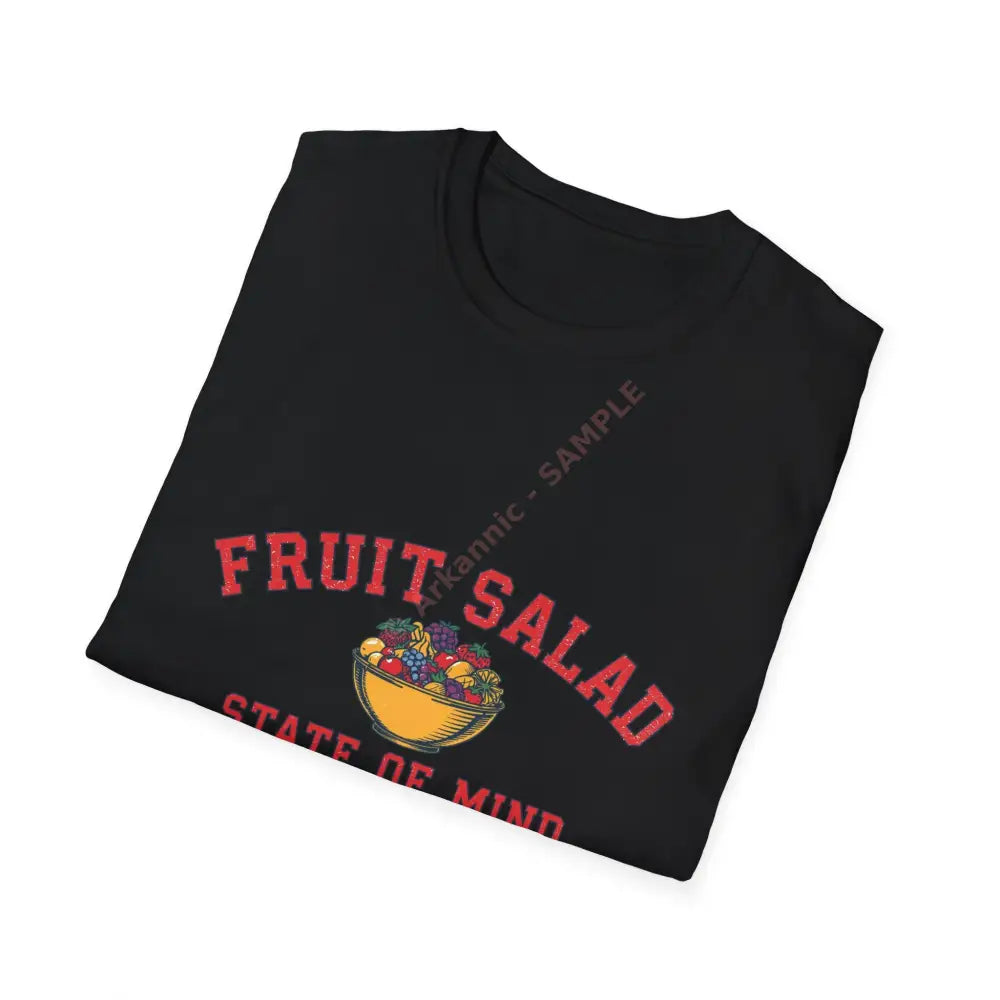 Bowl of fruit T-shirt with varsity block text Positive Vibes Tee Casual Wear Gift for Friends Summer Style Motivational
