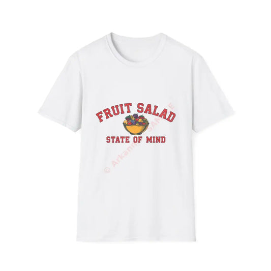 Bowl of fruit T-shirt with varsity block text Positive Vibes Tee Casual Wear Gift for Friends Summer Style Motivational