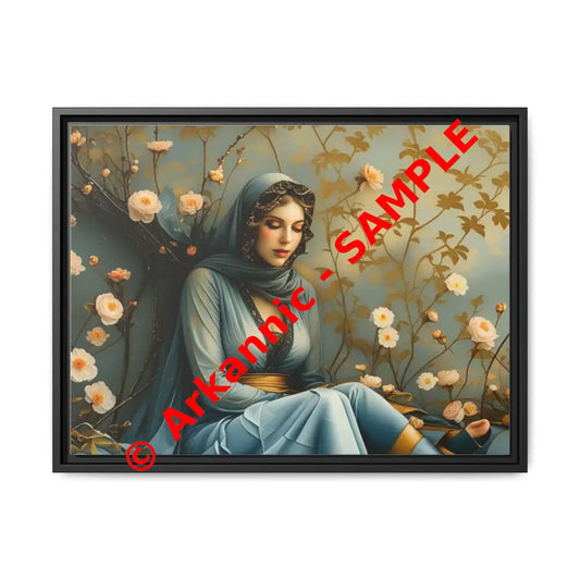 Canvas Wall Art - Woman Surrounded by Flowers 24″ x 18″ (Horizontal) / Black / 1.25’’ Canvas