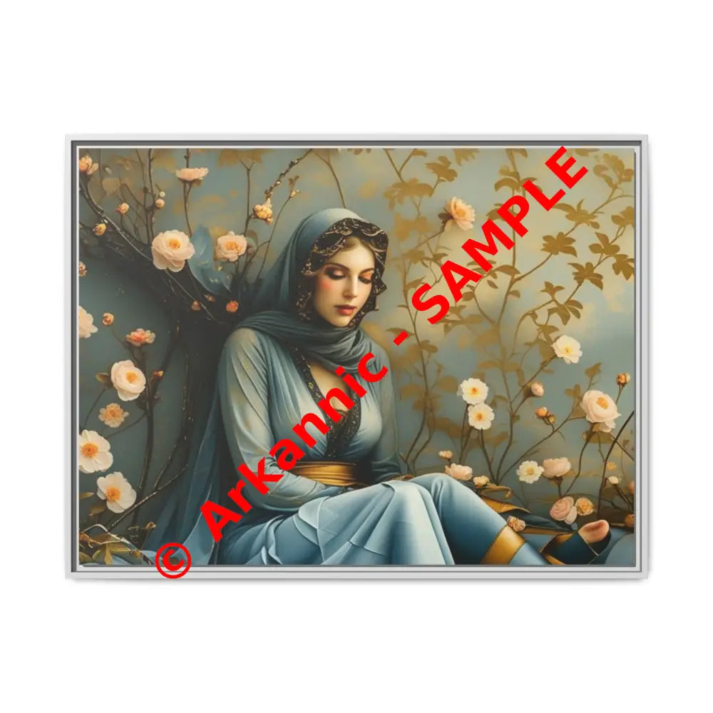 Canvas Wall Art - Woman Surrounded by Flowers 40’’ x 30’’ (Horizontal) / White / 1.25’’ Canvas
