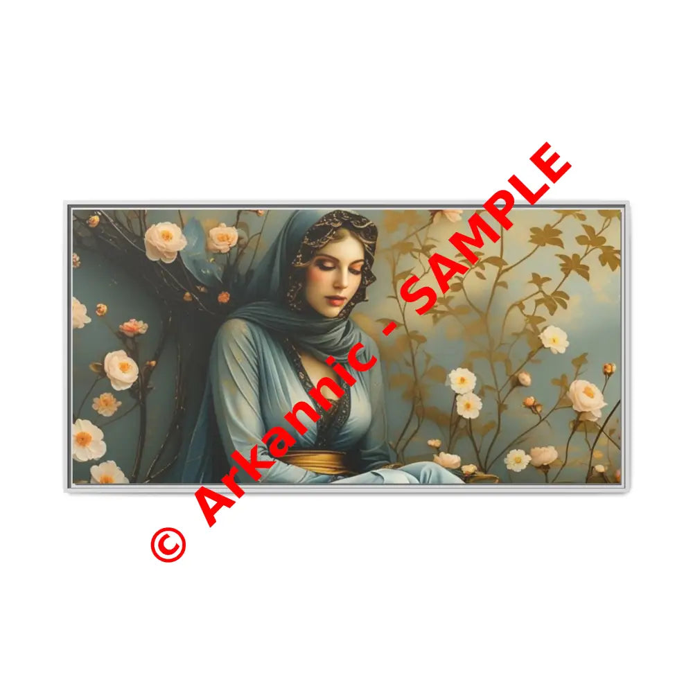 Canvas Wall Art - Woman Surrounded by Flowers 60’’ x 30’’ (Horizontal) / White / 1.25’’ Canvas