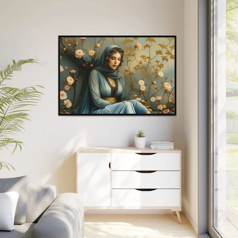 Canvas Wall Art - Woman Surrounded by Flowers Canvas