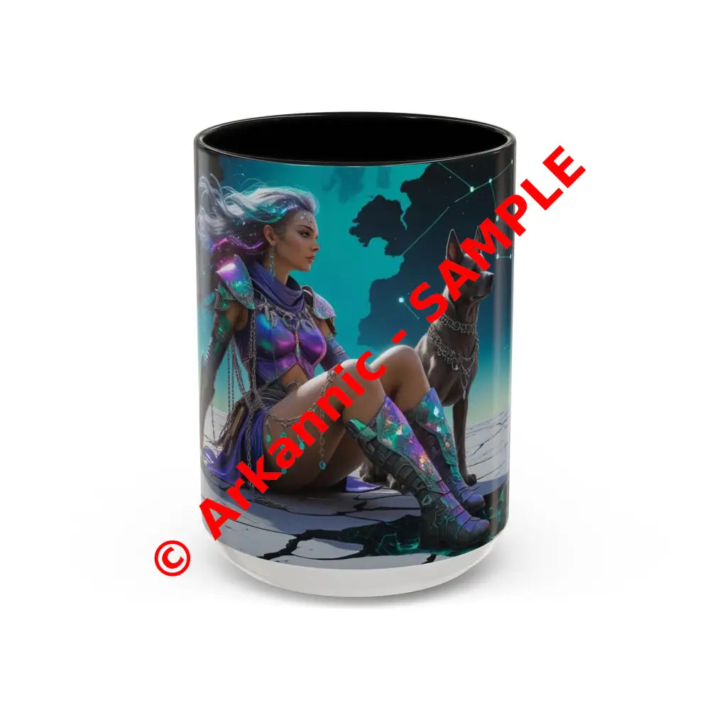 Celestial Guardian - Fantasy Art Drinkware Galactic Gift for Dog Lovers Celestial Home Decor Unique Art Mug 15oz