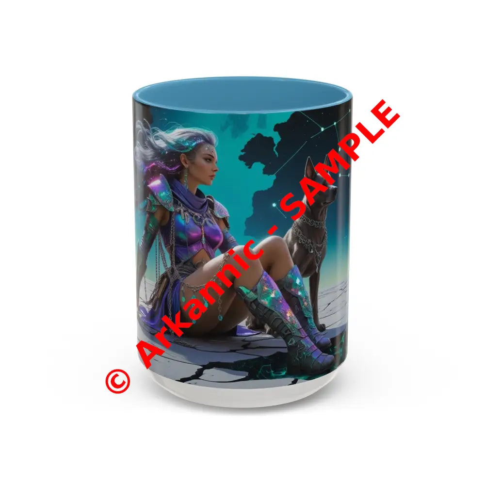 Celestial Guardian - Fantasy Art Drinkware Galactic Gift for Dog Lovers Celestial Home Decor Unique Art Mug 15oz
