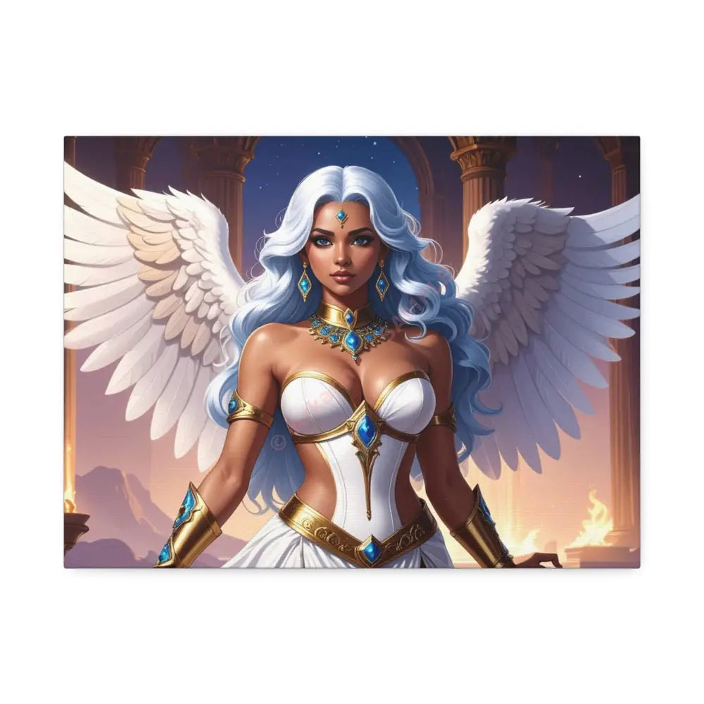 Celestial Sovereign: Divine Angelic Fantasy Art Ethereal Digital Illustration with Majestic Wings and Ornate Gold