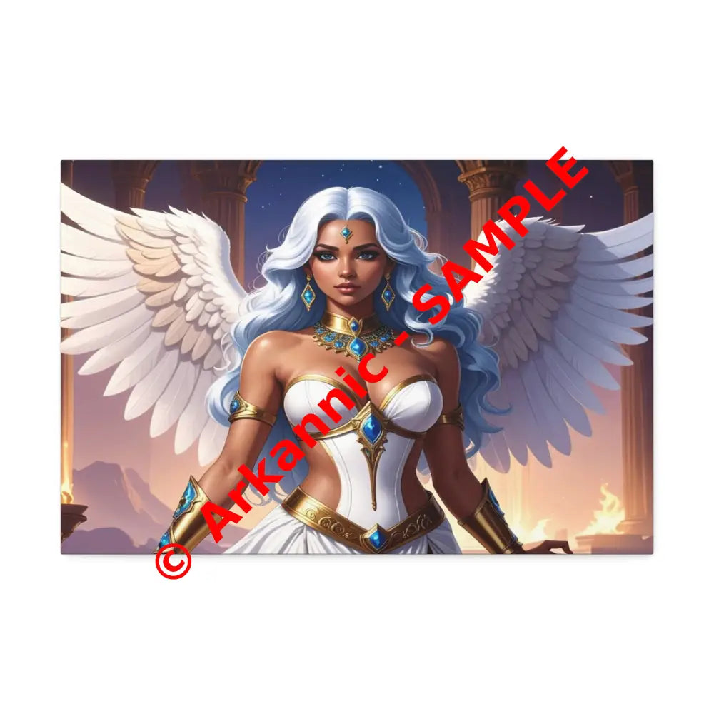 Celestial Sovereign: Divine Angelic Fantasy Art Ethereal Digital Illustration with Majestic Wings and Ornate Gold