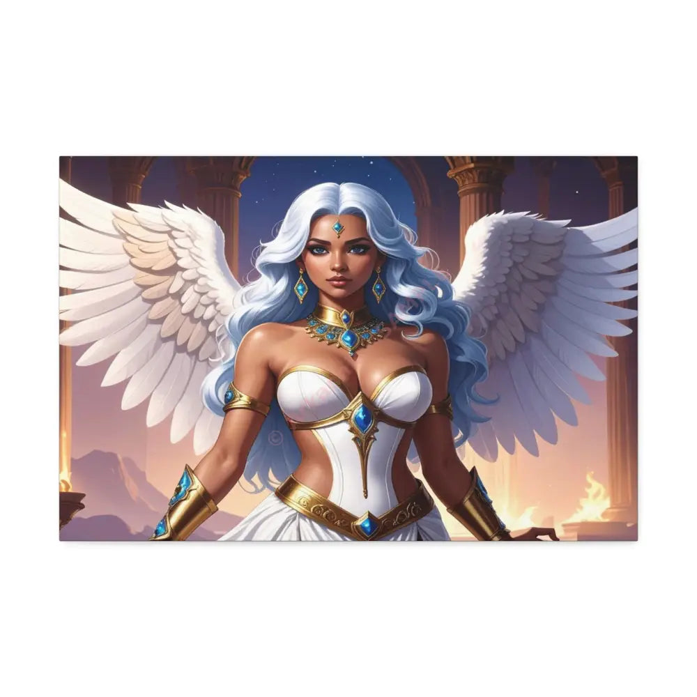 Celestial Sovereign: Divine Angelic Fantasy Art Ethereal Digital Illustration with Majestic Wings and Ornate Gold