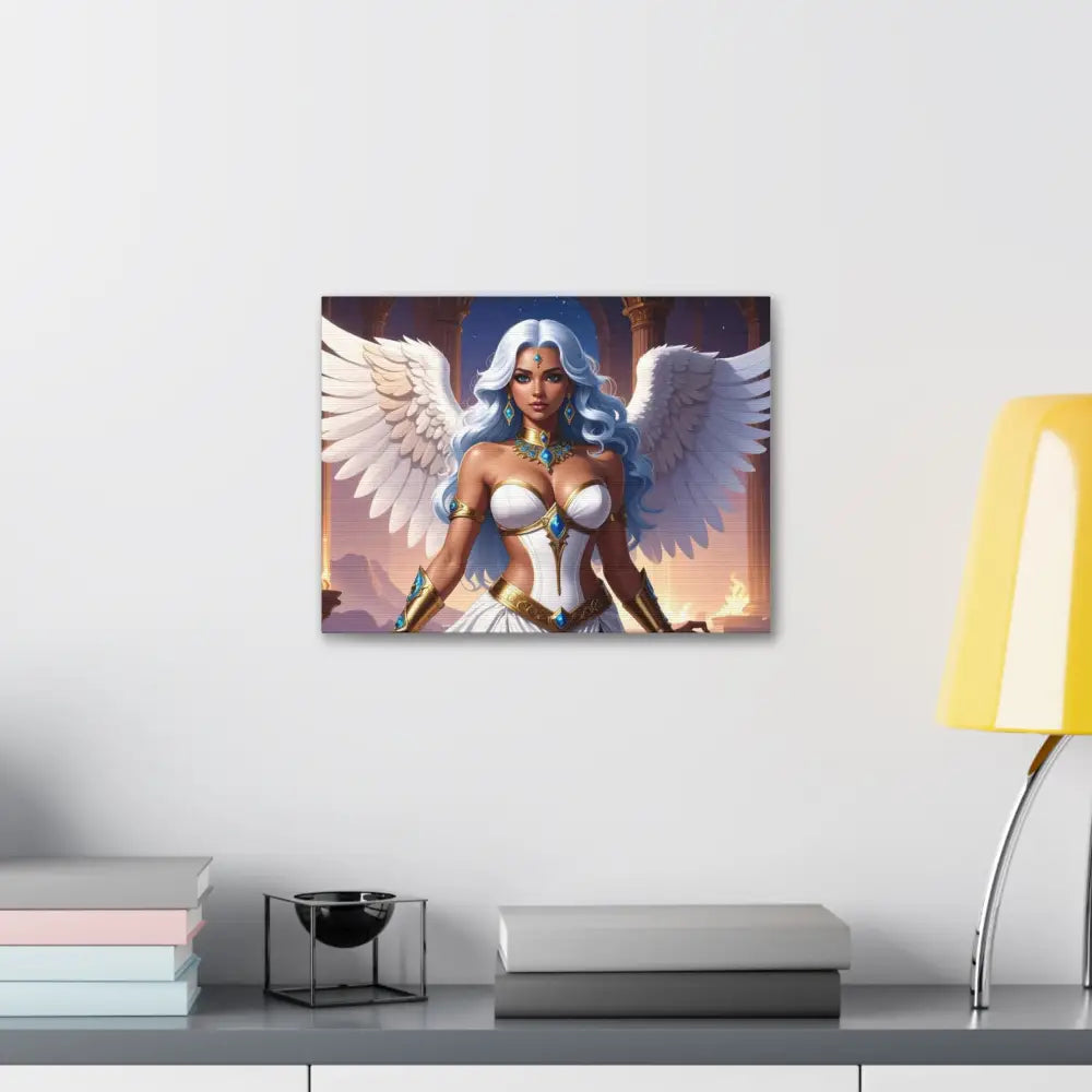 Celestial Sovereign: Divine Angelic Fantasy Art Ethereal Digital Illustration with Majestic Wings and Ornate Gold