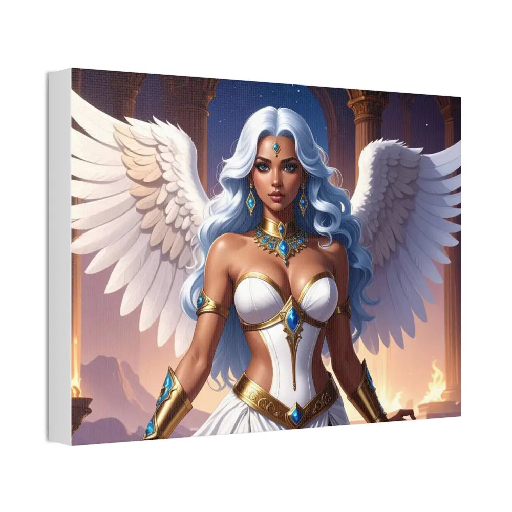 Celestial Sovereign: Divine Angelic Fantasy Art Ethereal Digital Illustration with Majestic Wings and Ornate Gold