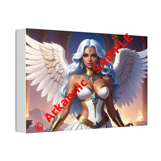 Celestial Sovereign: Divine Angelic Fantasy Art Ethereal Digital Illustration with Majestic Wings and Ornate Gold