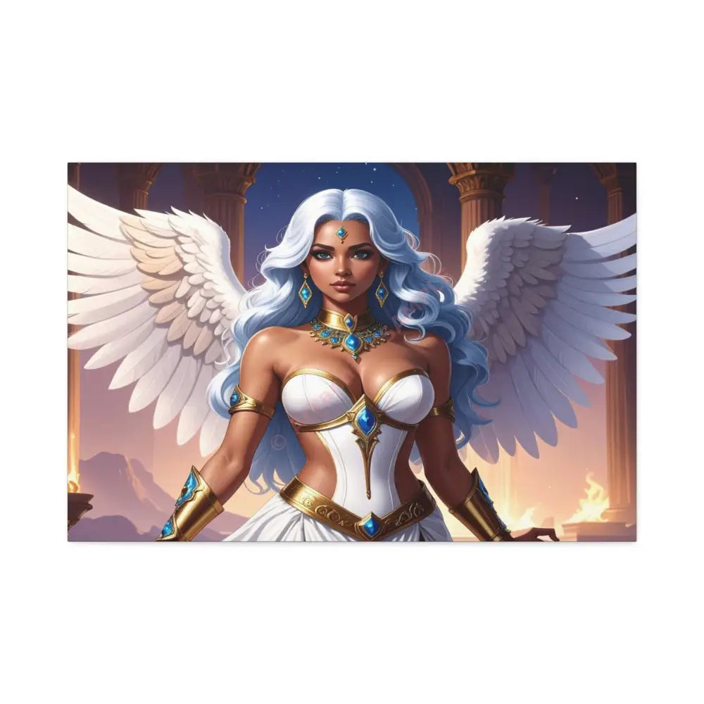 Celestial Sovereign: Divine Angelic Fantasy Art Ethereal Digital Illustration with Majestic Wings and Ornate Gold