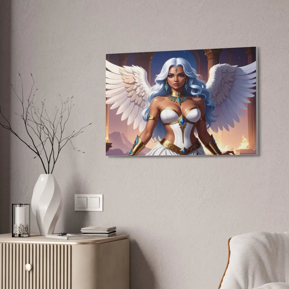 Celestial Sovereign: Divine Angelic Fantasy Art Ethereal Digital Illustration with Majestic Wings and Ornate Gold