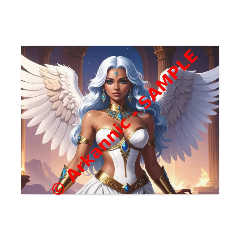 Celestial Sovereign: Divine Angelic Fantasy Art Ethereal Digital Illustration with Majestic Wings and Ornate Gold