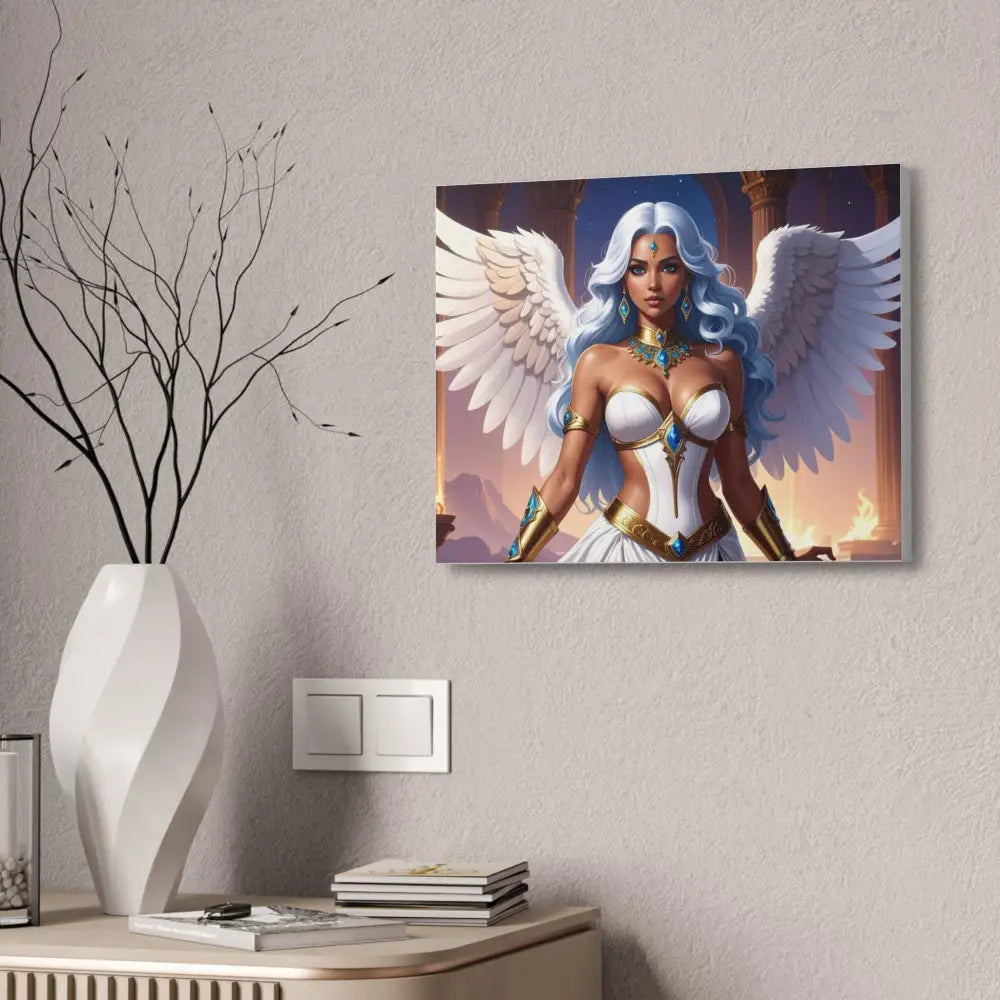 Celestial Sovereign: Divine Angelic Fantasy Art Ethereal Digital Illustration with Majestic Wings and Ornate Gold