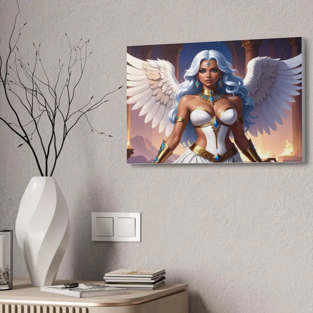 Celestial Sovereign: Divine Angelic Fantasy Art Ethereal Digital Illustration with Majestic Wings and Ornate Gold