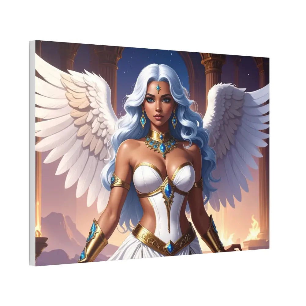 Celestial Sovereign: Divine Angelic Fantasy Art Ethereal Digital Illustration with Majestic Wings and Ornate Gold