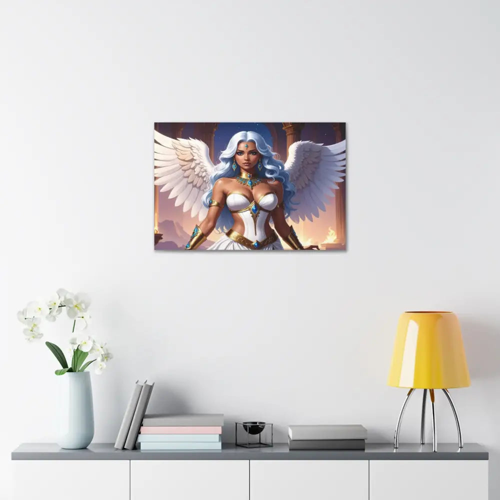 Celestial Sovereign: Divine Angelic Fantasy Art Ethereal Digital Illustration with Majestic Wings and Ornate Gold