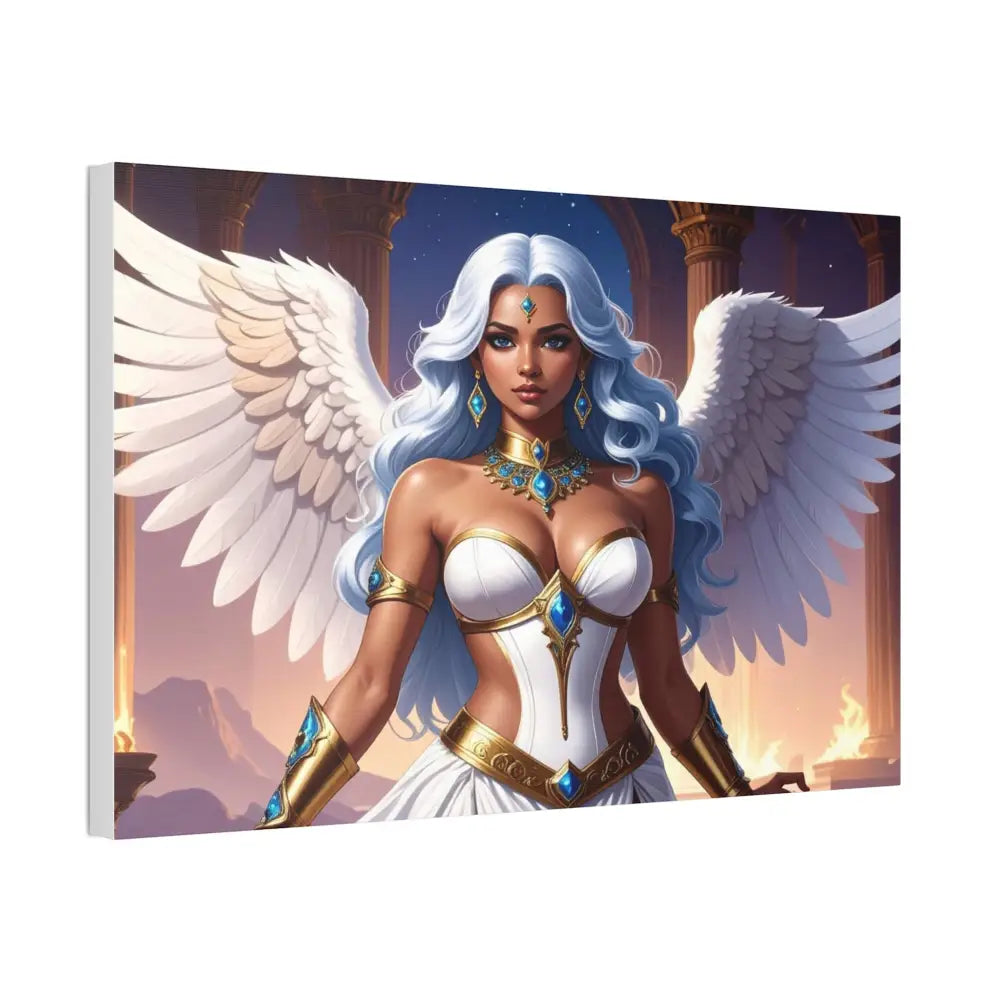 Celestial Sovereign: Divine Angelic Fantasy Art Ethereal Digital Illustration with Majestic Wings and Ornate Gold